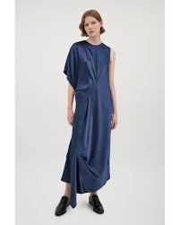 cos silk dress with asymmetric d in