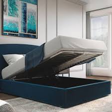 jane blue velvet ottoman bed frame