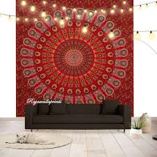 Indian Tapestry Red Mandala Tapestry