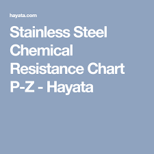 Stainless Steel Chemical Resistance Chart P Z Hayata