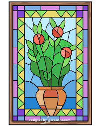 flower vase stained glass vector free