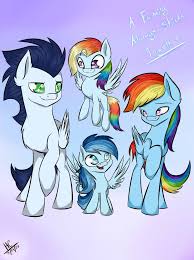 His cutie mark changed from a canterlot wedding to rainbow falls. Soarindash A Happy Family By Hayley1432 On Deviantart My Little Pony Baby Rainbow Dash And Soarin My Little Pony Wallpaper