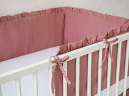 dusty pink linen crib per girl crib