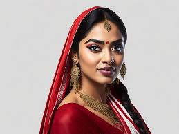 beautiful women wearing red saree