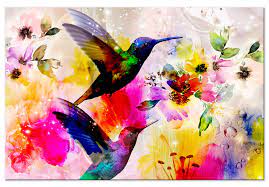 Canvas Painting Hummingbirds In The