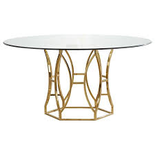 Glass Round Dining Table In Gold