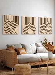 Geometric Wood Wall Art Set Mountains