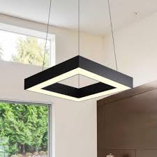 Square Body Metal Pendant Lights Simple Matte Black Led Hanging Lamp For Office Living Room 23 5 31 5 Wide Beautifulhalo Com