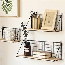 wooden iron wall shelf wall mounted
