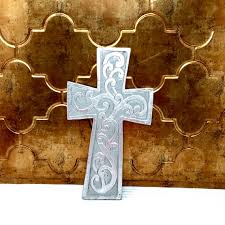 Wood Cross Silver Floine Cross