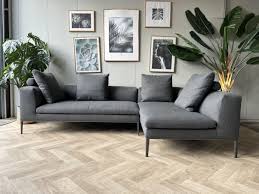 michel corner sofa in gray fabric by