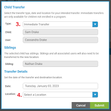 transfer a child to another location