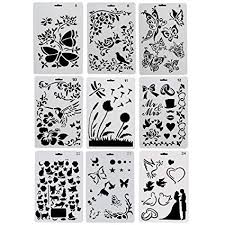 Ccmart Plastic Drawing Painting Stencil Templates Set Of 9 With Butterfly Flowers Birds Figures Animal Shape Heart Shape Pecfect For