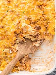 creamy beef noodle bake together as