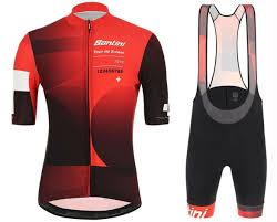 2019 Santini Tour De Suisse Red Cycling Jersey And Bib Shorts Set