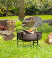 wood burning fire pit bowl with iron