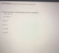 Pretest 03 System Of Linear Equations