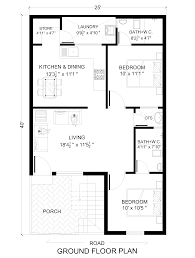 25 x 40 house plan 2 bhk architego