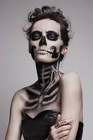 skeleton makeup transforms model into
