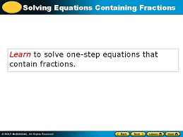 Solving Equations Containing Fractions
