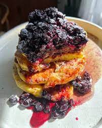 Cottage Cheese Pancakes With Blueberry Compote gambar png