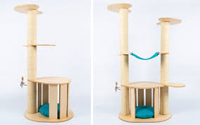 modern cat trees with natural materials