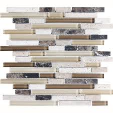 linear glass and stone mosaic tile