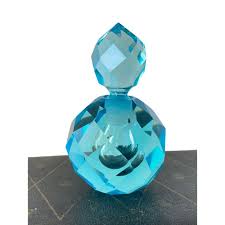 Faceted Glass Turquoise Blue Perfume Bottle