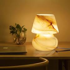 Mushroom Bedside Table Lamp Glass Led