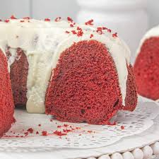 easy red velvet bundt cake with cream