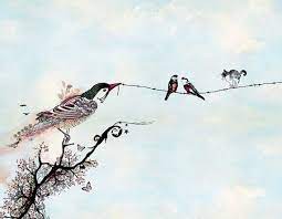 Whimsical Bird Art Romantic Print Bird