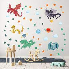 Decalmile Cute Dragon Wall Decals