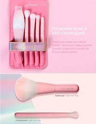 coringco pink hologram mini make up brush set 5 pcs