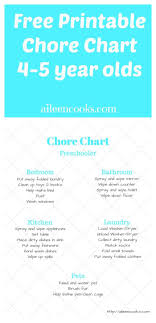 Printable Preschooler Chore Chart Preschool Learning 4