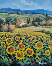 sunflowers carpet tuscany painting