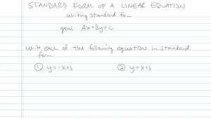 Standard Form Of Linear Equations