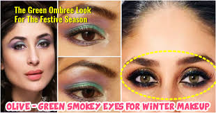 olive green smokey eyes winter makeup