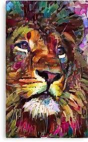 Colorful Lion Painting Lion Painting