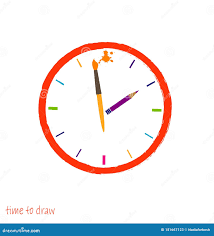 Время нарисовать рисунок часов элементом кисти и карандаша для разработки  школы Иллюстрация вектора - иллюстрации насчитывающей предмет, пер:  181667123