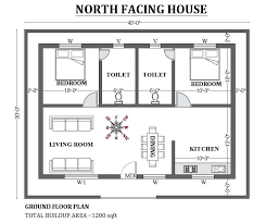 North Facing House 2bhk House Plan