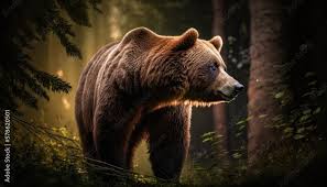 grizzly brown bear walking free in a