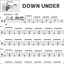 Down Under Men At Work Drum Sheet Music