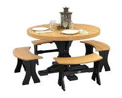 4 Foot Round Table With Picnic Benches