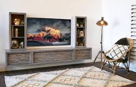 Woodwavesinc Gray Floating Tv Stand Modern Wall Mount Entertainment Center Eco Geo Lakewood