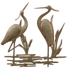 Double Garden Heron Wall Plaque