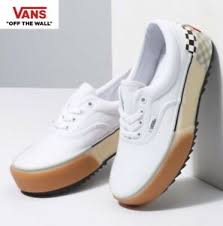 Details About Vans Era Stacked White Checkerboard Gum Sole Platform Street Style Shoes Women