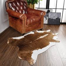 faux leather area rug in brown tan