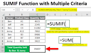 sumif with multiple criteria excel