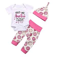 4 Pcs Newborn Baby Girls Clothes Miracles Letter Romper Outfit Pants Set Hat Headband