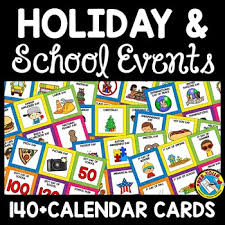 Pocket Chart Calendar Holiday Events Cards Bright Classroom Decor